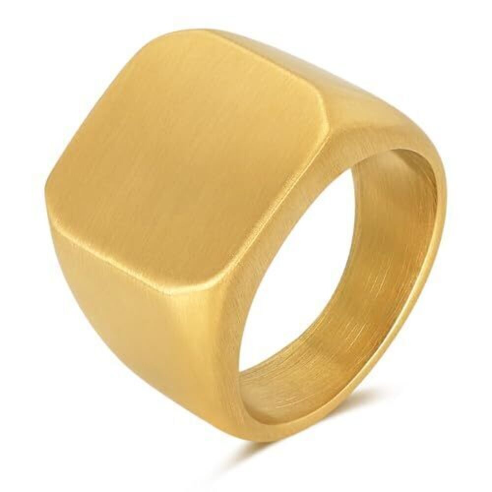 2265 Fashion Rings,Stainless Steel Square Signet Rings ,18K Gold Plated
